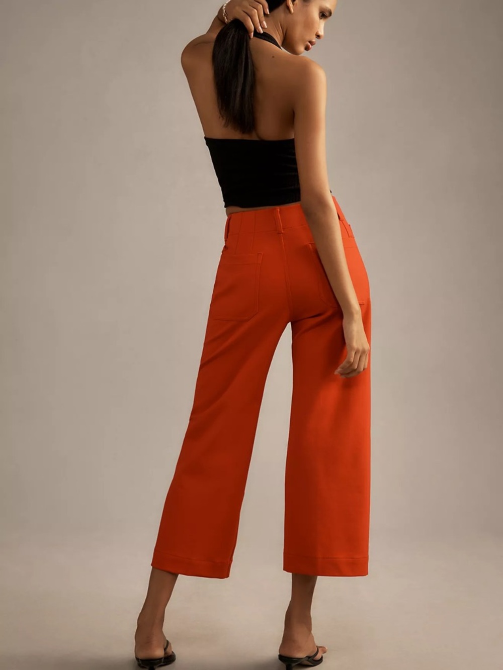 NWT Anthropologie Maeve The Colette Ponte Crop Wide-Leg Pants Red Size 27 - Picture 2 of 4